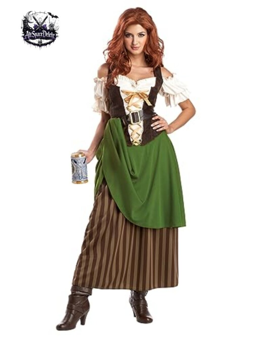 Tavern Maiden Costume Renaissance Adult Dress with Belt